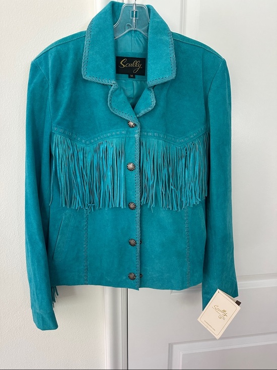 Scully Jackets & Blazers - Scully Teal Suede Leather Fringe Western Jacket